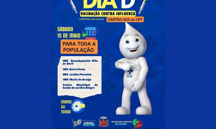 Dia D de Vacinação contra a Influenza será neste sábado em Jardim Alegre