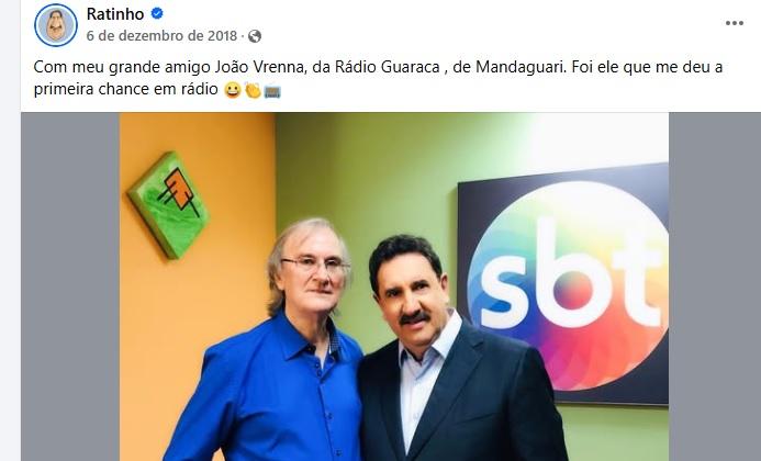 João Vrenna, o ícone do rádio paranaense que lançou Ratinho na comunicação tem familiares em Jardim Alegre