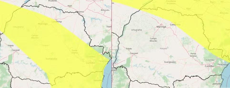 Paraná tem alerta de tempestade e ventos de até 60 km/h, segundo Inmet