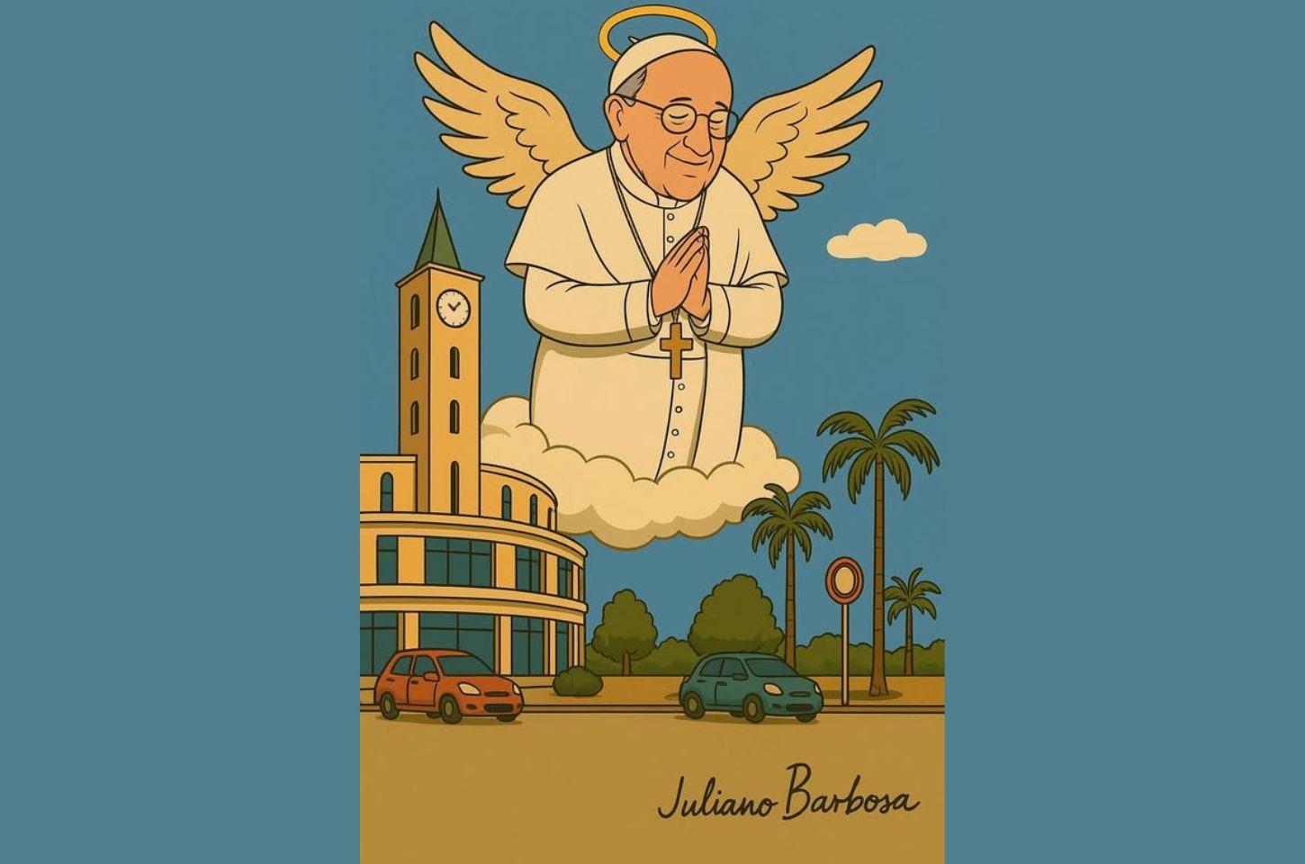 Jardim Alegre presta homenagem e se despede do Papa Francisco nesta segunda-feira com ilustração feita por inteligência artificial