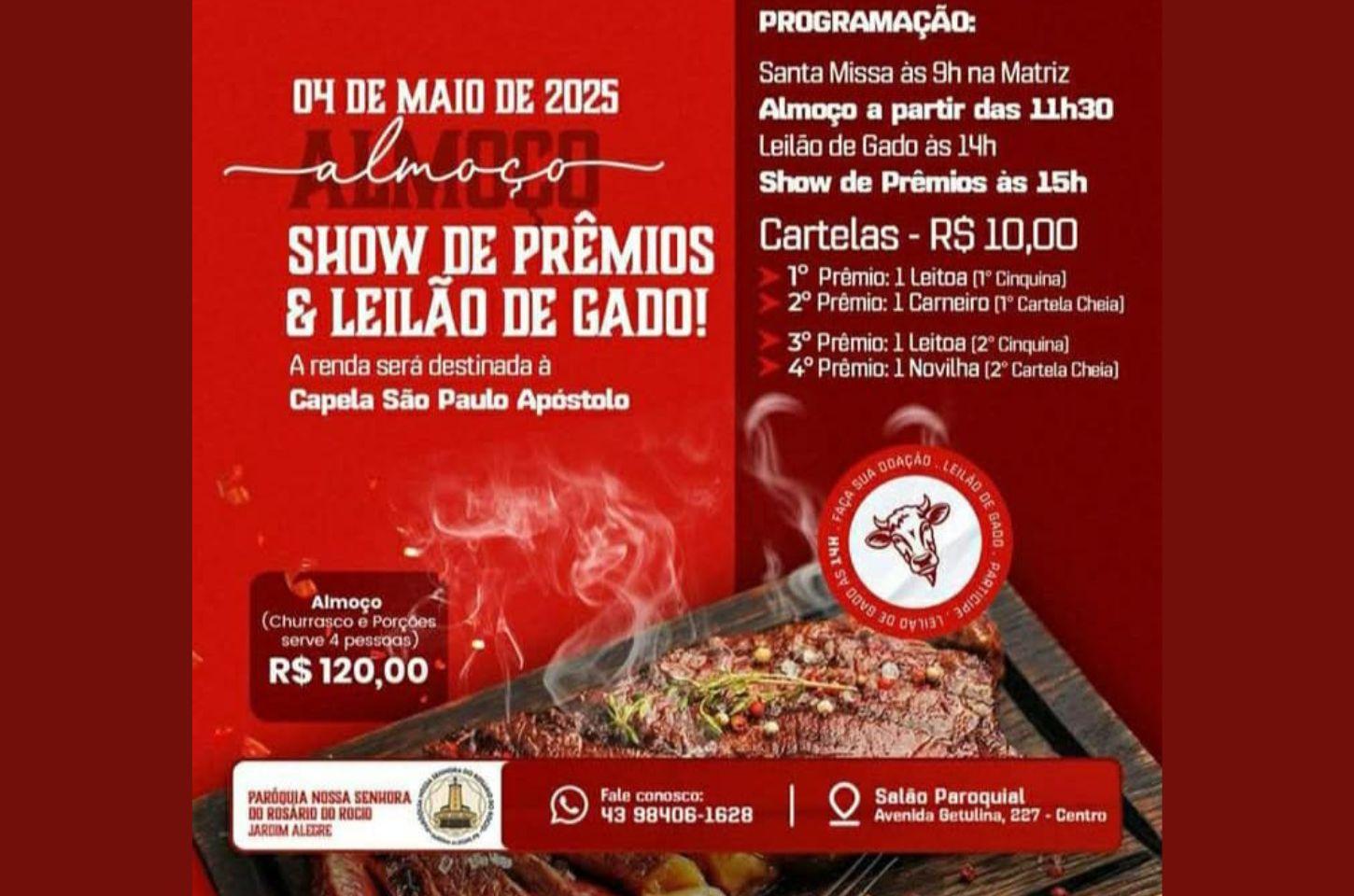 Paróquia de Jardim Alegre sedia evento beneficente em prol da reforma da Capela São Paulo Apóstolo