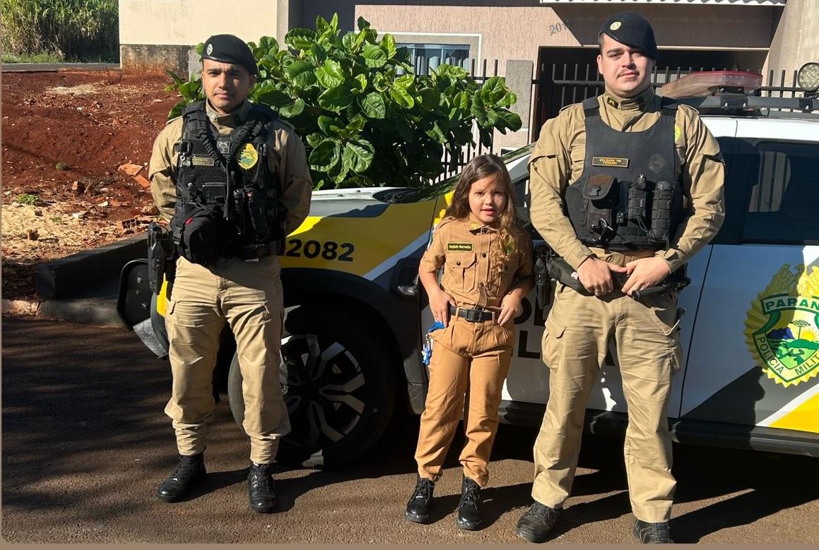 Em Jardim Alegre, menina fã da PM realiza sonho ao conhecer policiais da 6ª Cia de Ivaiporã