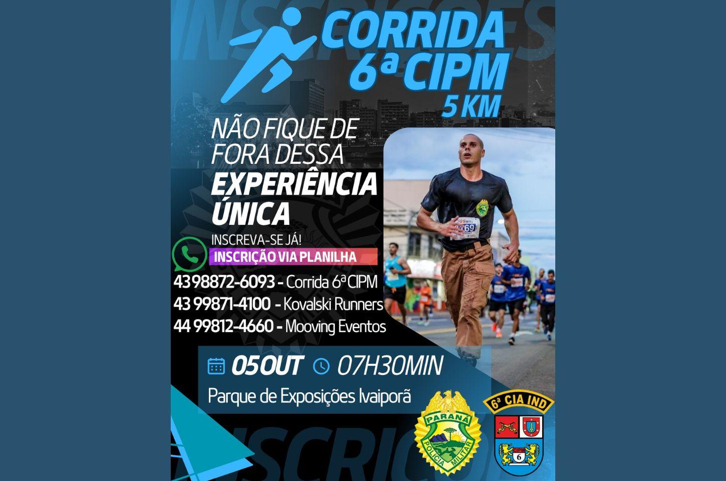Inscrições abertas para a Corrida da 6ª CIPM em Ivaiporã