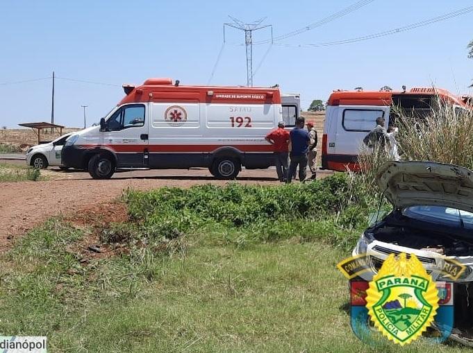 Mulheres e criança foram encaminhadas ao Hospital Municipal após capotamento em Jardim Alegre