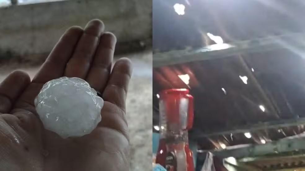 Granizo do tamanho de ovos de galinha causa estragos e fura telhados em Guarapuava; Defesa Civil registra mais de 100 chamados