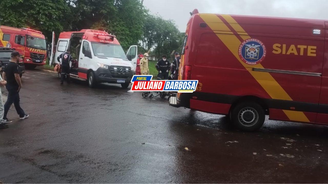 Colisão entre carro e moto deixa motociclista ferido em Jardim Alegre