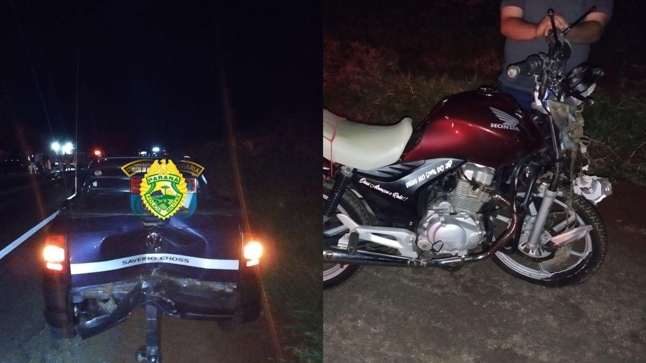 Colisão traseira deixa motociclista ferido na PR-466 em Jardim Alegre