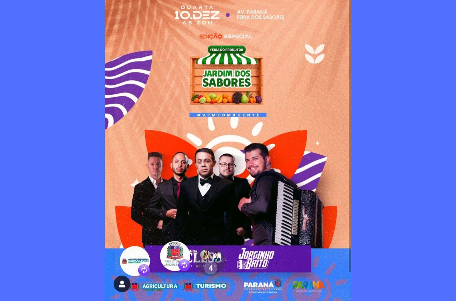 Feira Jardim dos Sabores em Jardim Alegre terá edição especial com show da Banda Cless nesta quarta (10)