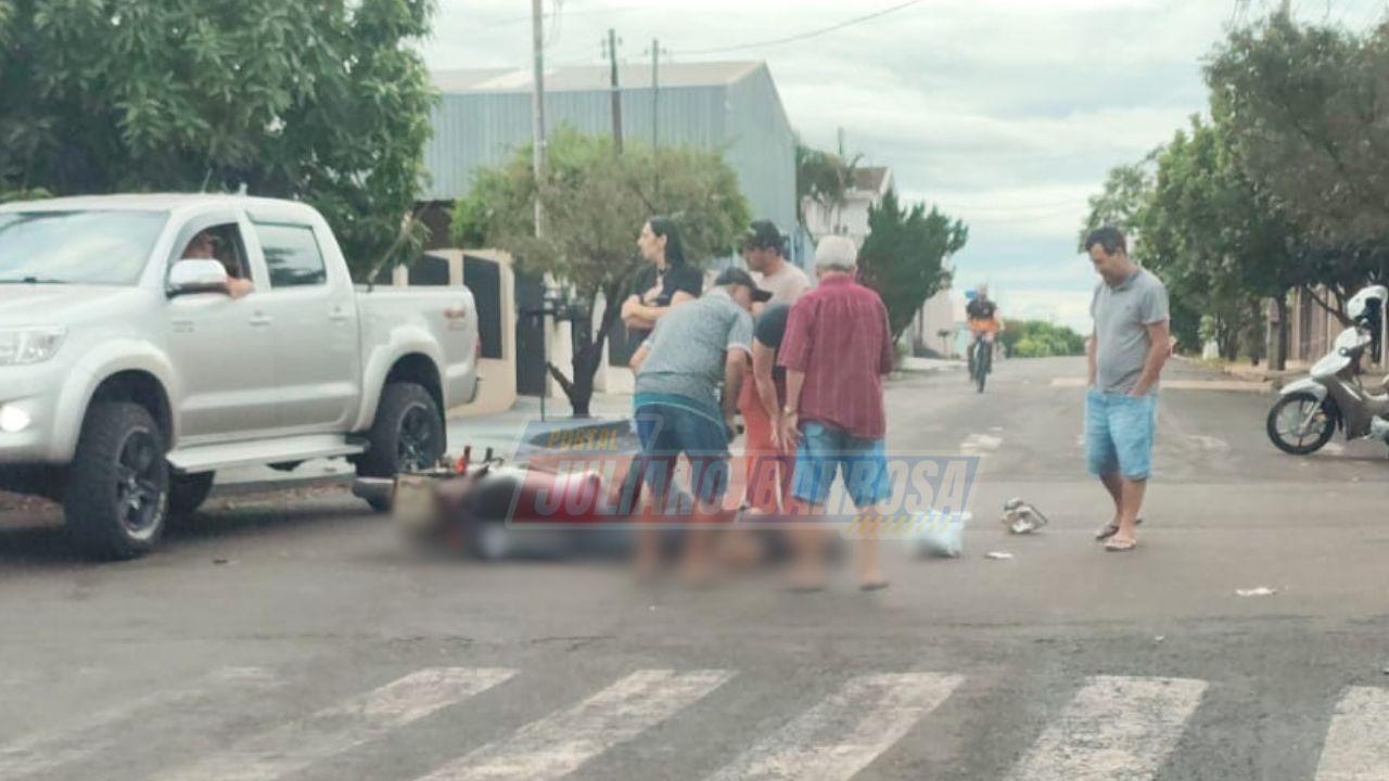 Acidente entre carro e moto deixa homem ferido em Jardim Alegre