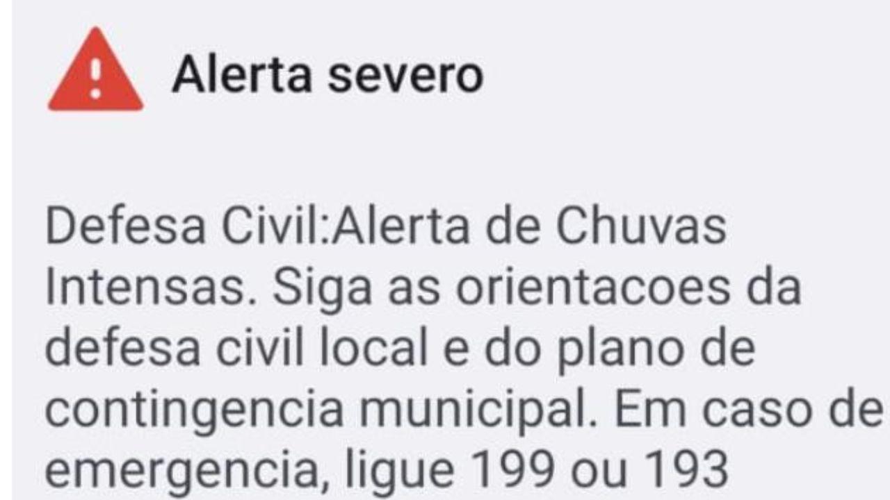 Defesa Civil envia alerta de chuvas intensas para Jardim Alegre e região na tarde deste domingo