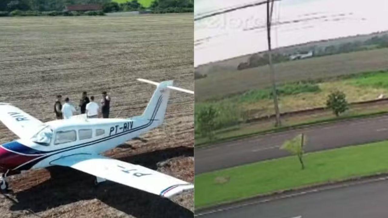 Avião faz pouso de emergência em plantação de milho em Londrina após falha no motor