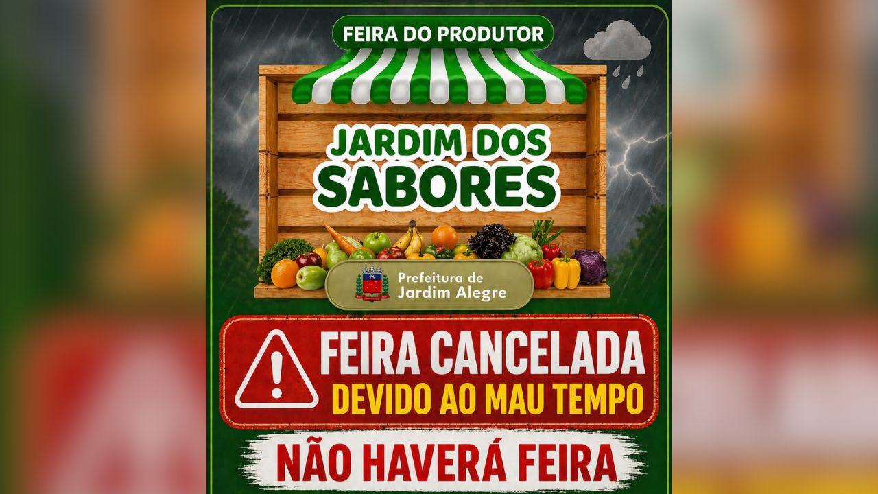 Feira do Produtor “Jardim dos Sabores” em Jardim Alegre é cancelada devido ao mau tempo