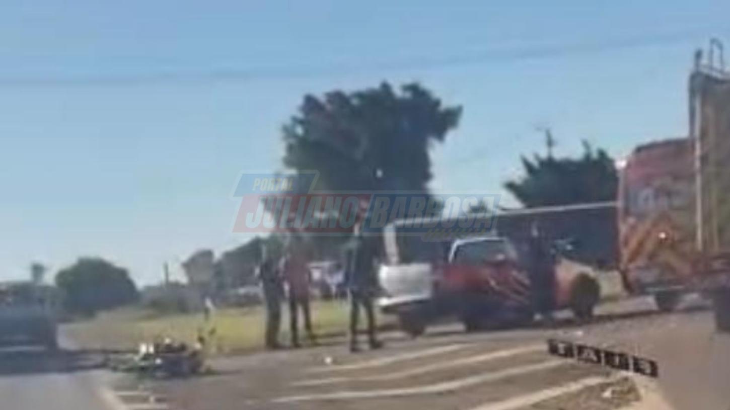 Acidente entre motocicleta e caminhonete deixa homem ferido na PR-466 em Jardim Alegre