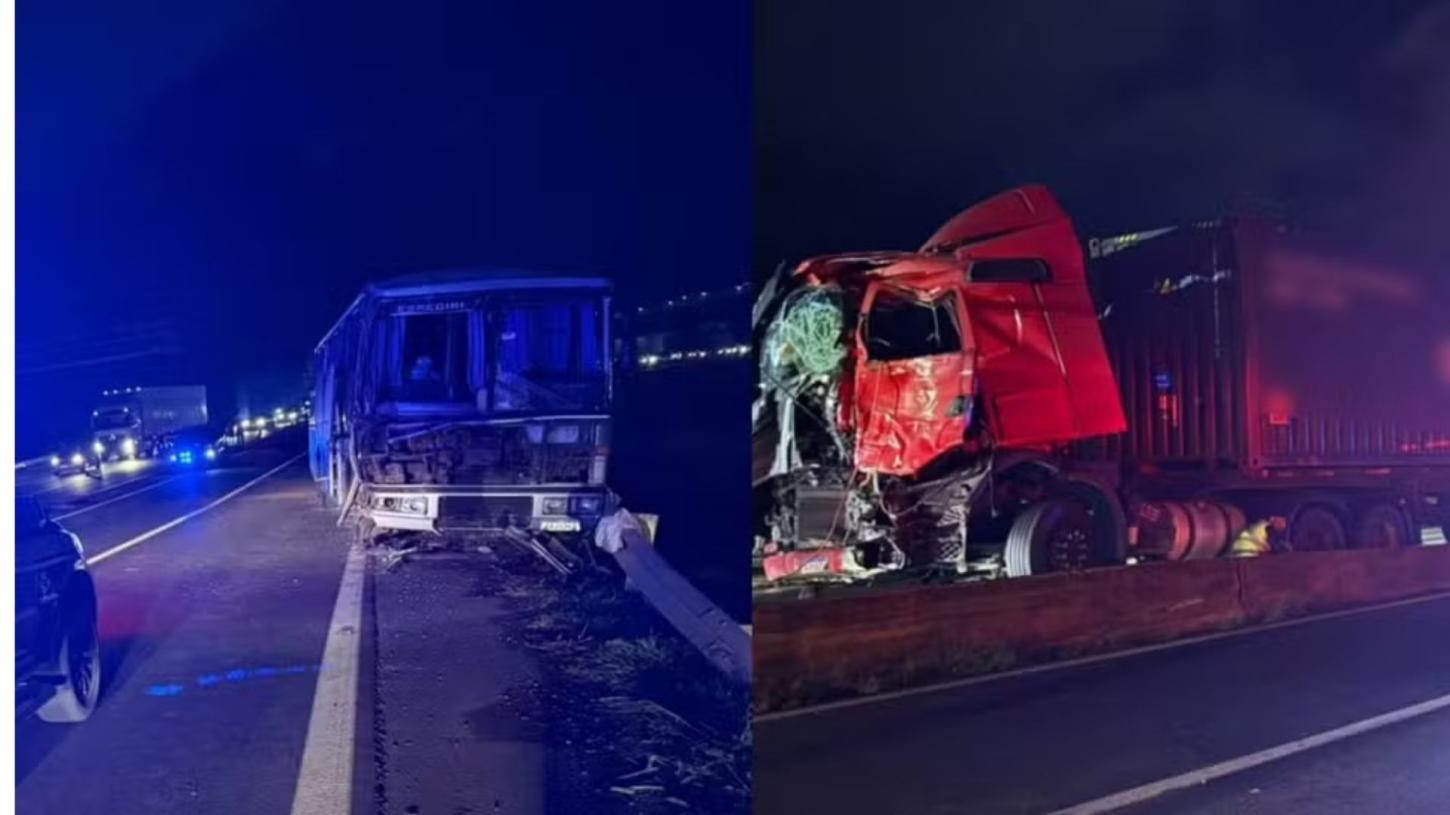 Entrada repentina de caminhão provoca sequência de acidentes com ônibus e carros na BR-369 em Rolândia