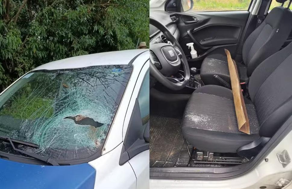 Barra de ferro atravessa para-brisa de carro e atinge dois homens durante viagem no Paraná; os dois tiveram ferimentos e receberam alta no mesmo dia