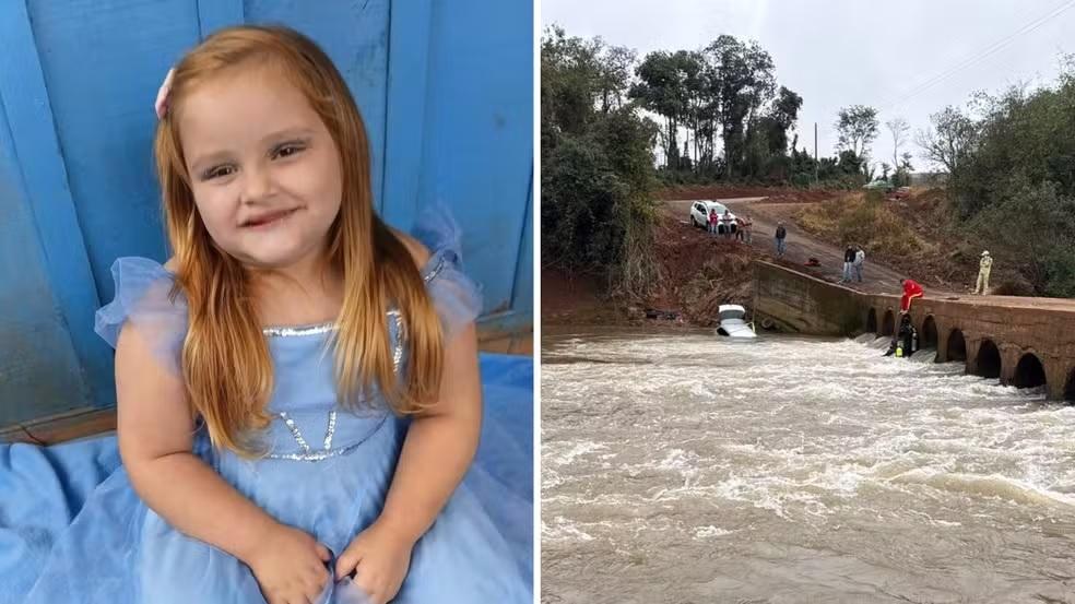 Menina de 4 anos é encontrada morta após carro da família cair de ponte em rio no Paraná