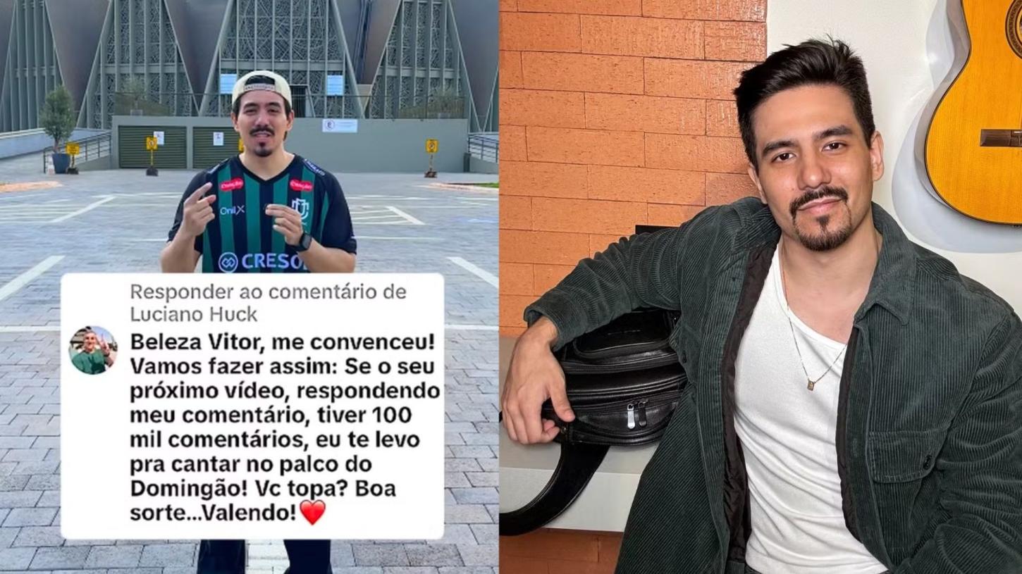 Cantor de Maringá que foi desafiado por Luciano Huck se apresenta no Domingão neste domingo (2)