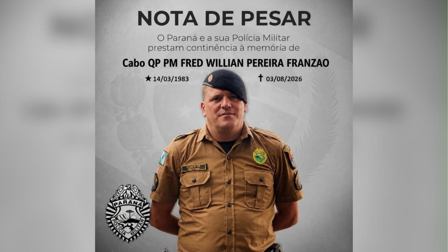 Morre cabo Fred William Pereira Franzão, da Polícia Militar de Apucarana