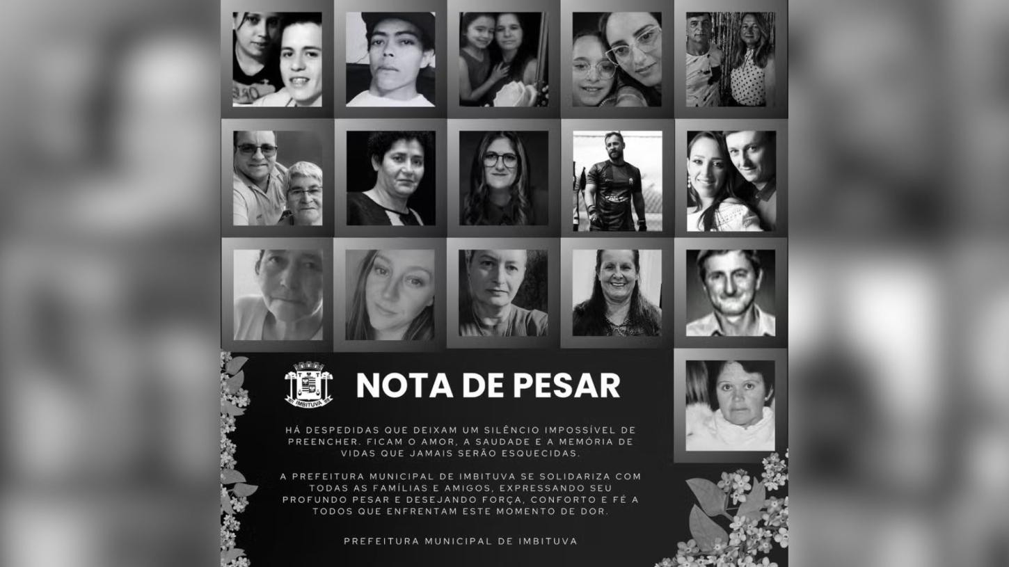 Prefeitura de Imbituva divulga fotos das 23 vítimas do acidente na BR-373