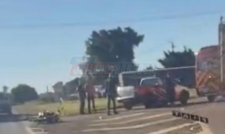 Acidente entre motocicleta e caminhonete deixa homem ferido na PR-466 em Jardim Alegre