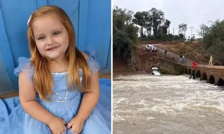 Menina de 4 anos é encontrada morta após carro da família cair de ponte em rio no Paraná