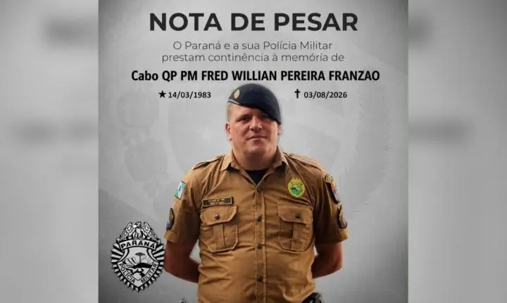 Morre cabo Fred William Pereira Franzão, da Polícia Militar de Apucarana