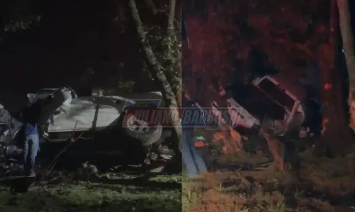 Motorista de Dodge Ram fica preso às ferragens após acidente na PR-082 em São João do Ivaí