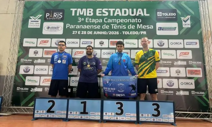 Tênis de mesa de Jardim Alegre conquista 7 pódios e tem melhor resultado da história no Paranaense