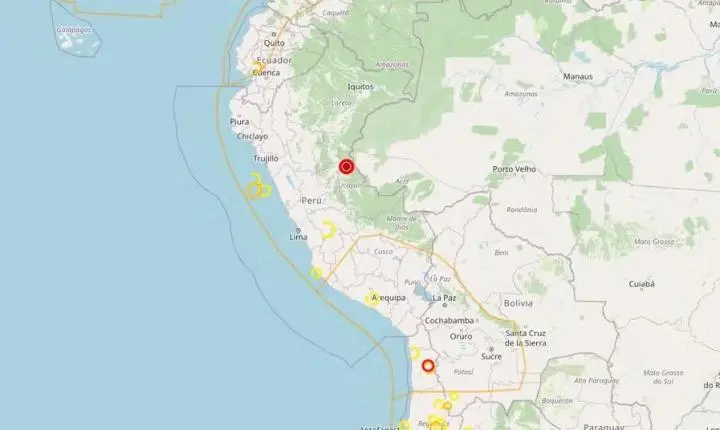  Terremoto de magnitude 5,6 é registrado próximo à fronteira entre Peru e Brasil